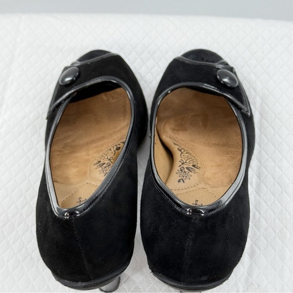 Strictly Comfort Black Peep Toe Heels with retro button size 9 women’s - Picture 7 of 12